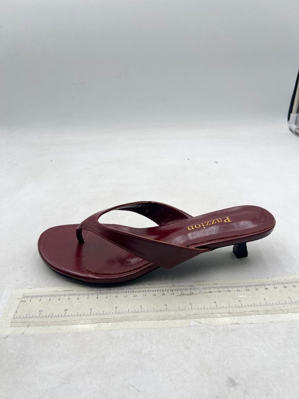 Pazzion Wine Open Toe Kitten Flip Flop Slip On Low Heel Thong Sandals Party Shoe